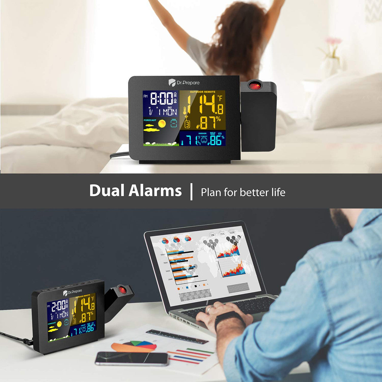 Multi-Colored Projection Alarm Clock