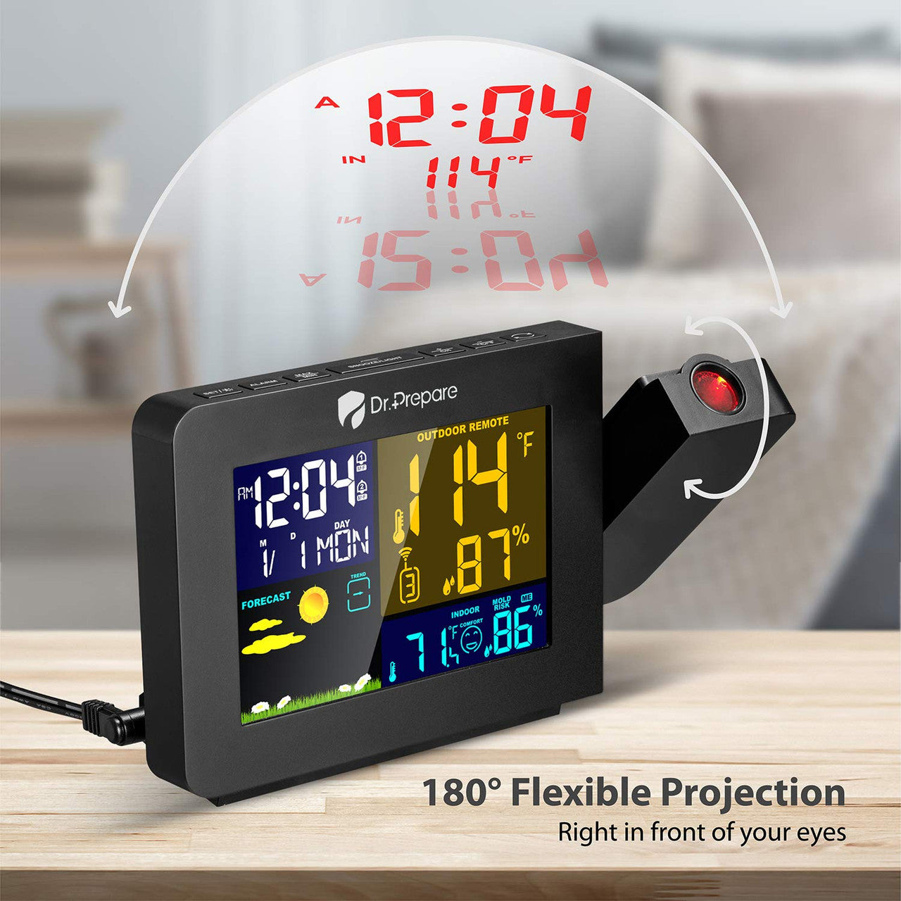 Multi-Colored Projection Alarm Clock