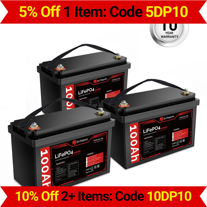 Multiple Packs 12V 100Ah LiFePO4 Lithium Battery - Connect In Series [10-Year Warranty]