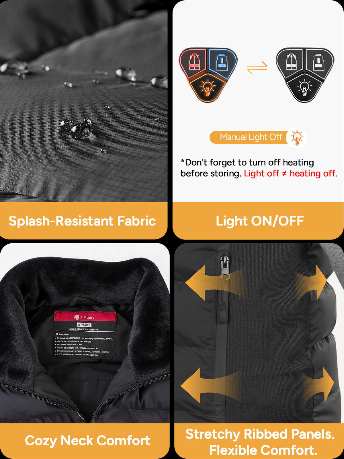 DR.PREPARE Men's Heated Vest, 8-Zone Lightweight Fleece Vest S-2XL