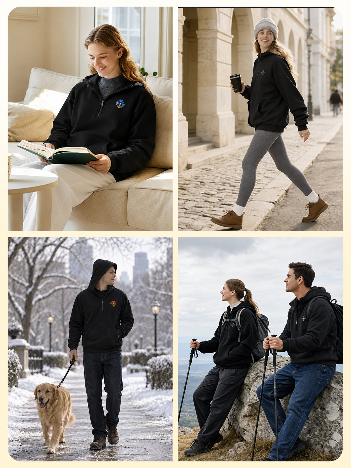2026 New Upgrade Unisex Heated Hoodie with 16000mAh Power Bank - Black S-2XL