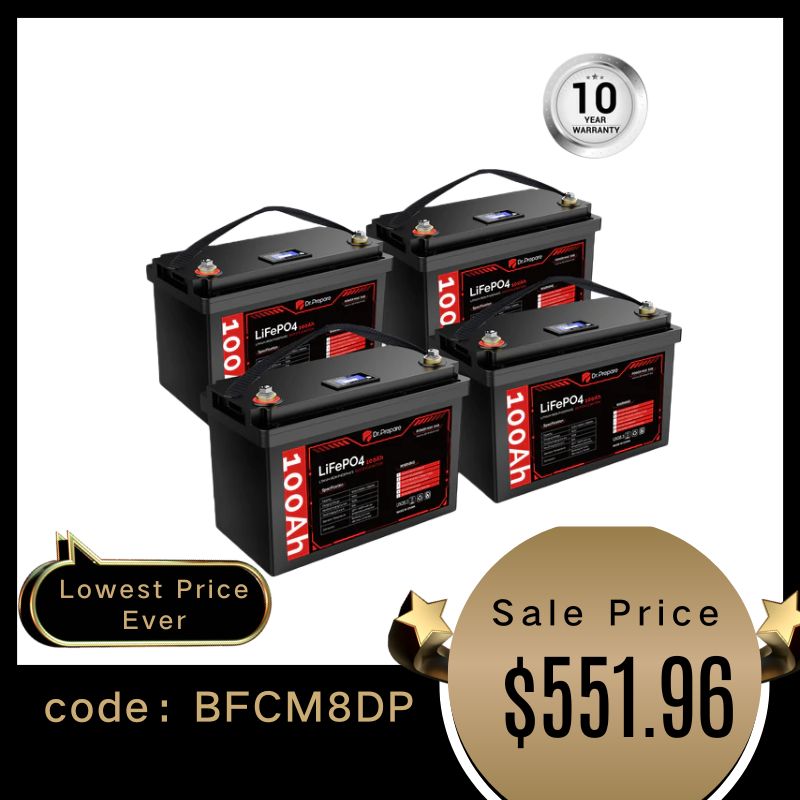 Multiple Packs 12V 100Ah LiFePO4 Lithium Battery with LED Screen - Connect In Series [10-Year Warranty]