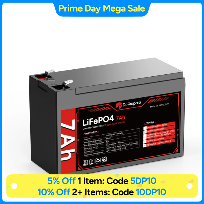 12V 7Ah LiFePO4 Lithium Deep Cycle Battery