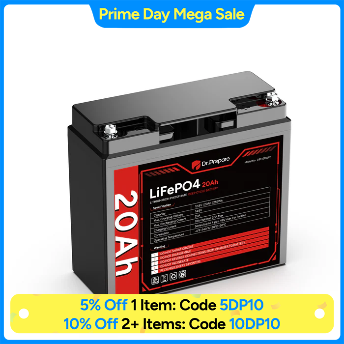 12V 20Ah LiFePO4 Lithium Deep Cycle Battery [10-Year Warranty]