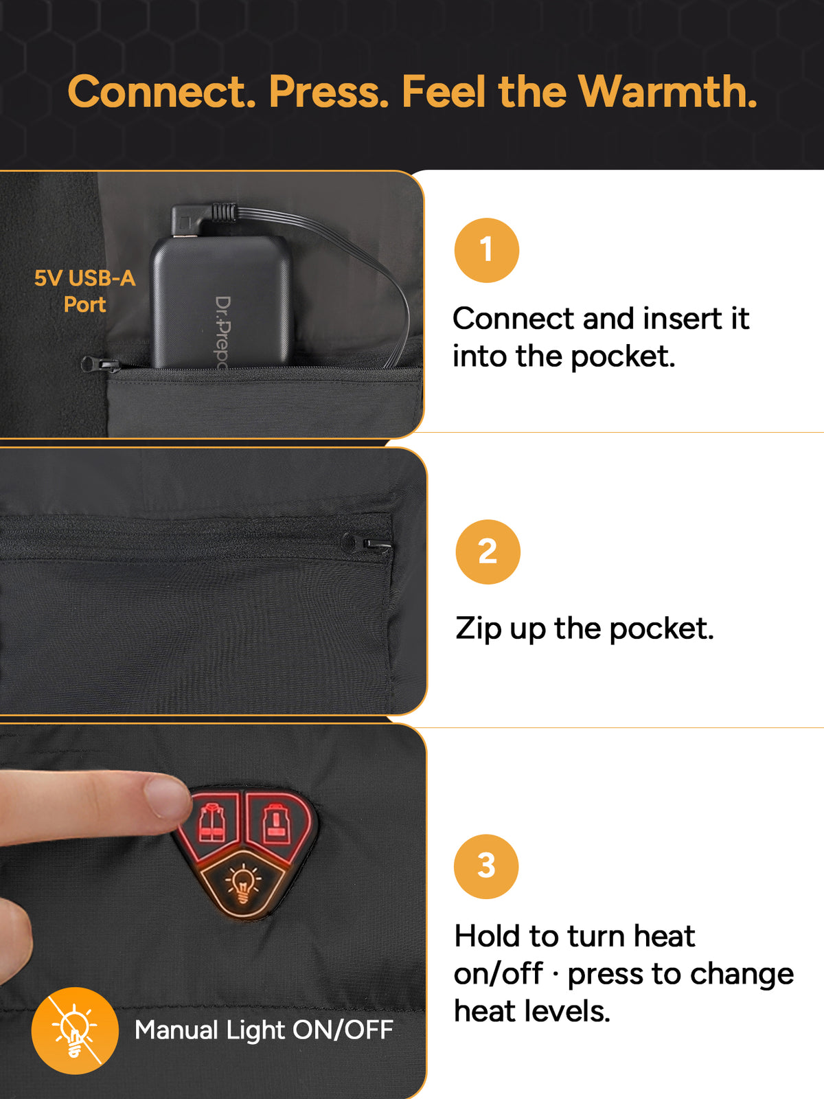 DR.PREPARE Men's Heated Vest with 16000mAh Battery, Lightweight Vest S-2XL