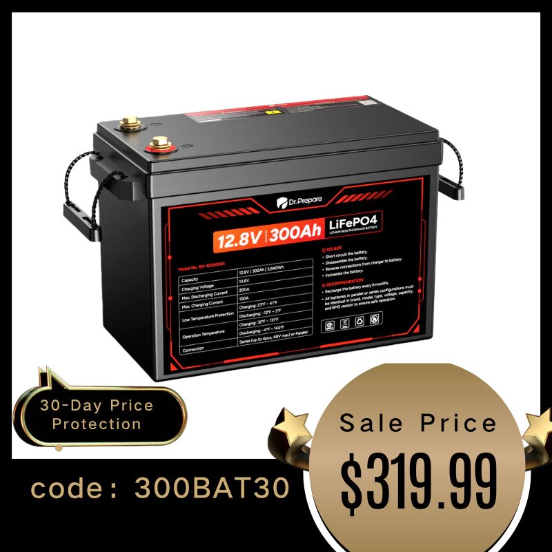 12V 300Ah LiFePO4 Lithium Battery  - Compact Size (10 Year Warranty)