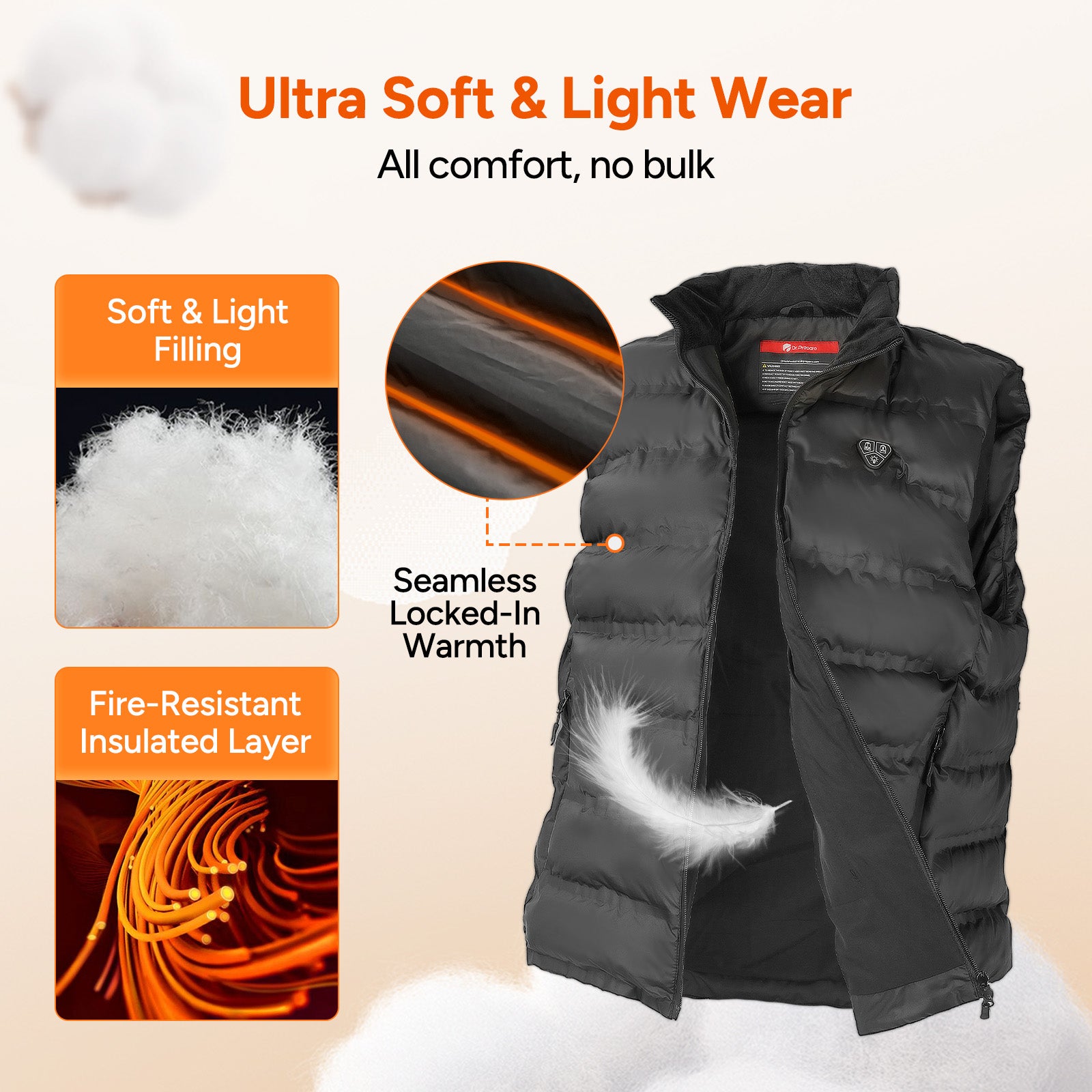 Electric Unisex Heated Vest with 7.4V 16000mAh Battery Pack