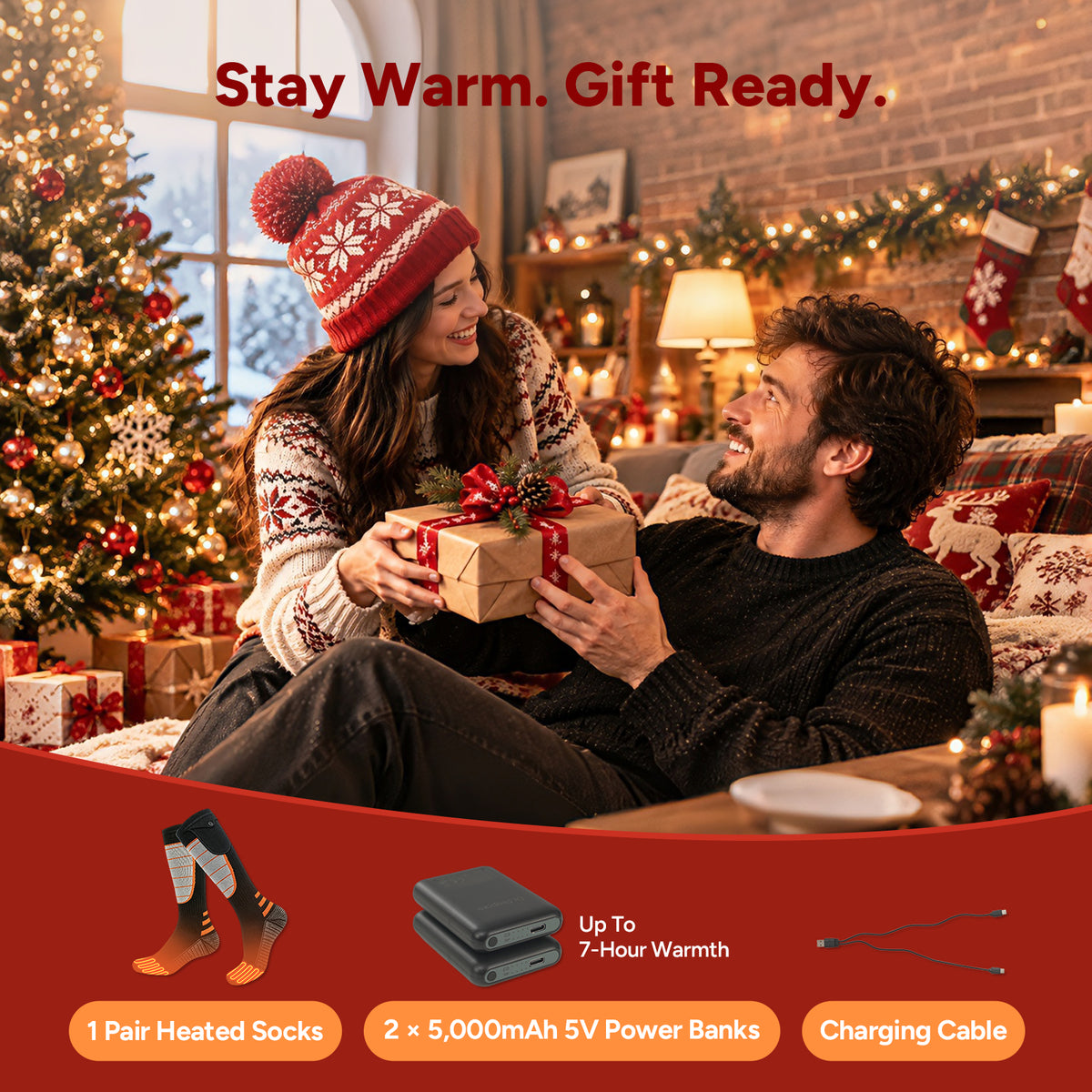 Dr.Prepare Heated Socks for Men Women with Rechargeable 5000mAh Batteries