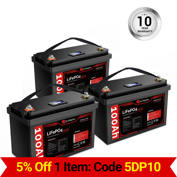 Multiple Packs 12V 100Ah LiFePO4 Lithium Battery with LED Screen - Connect In Series [10-Year Warranty]