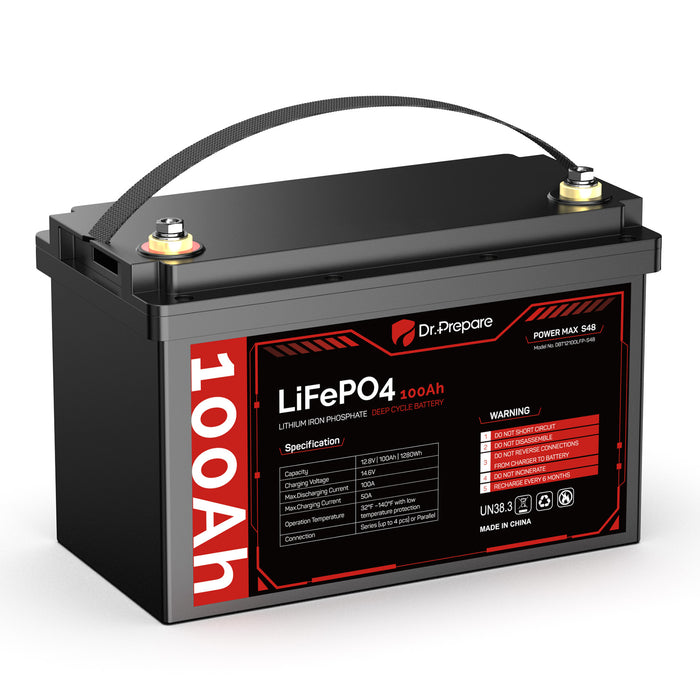 Dr Prepare 12V 100Ah LiFePO4 lithium battery