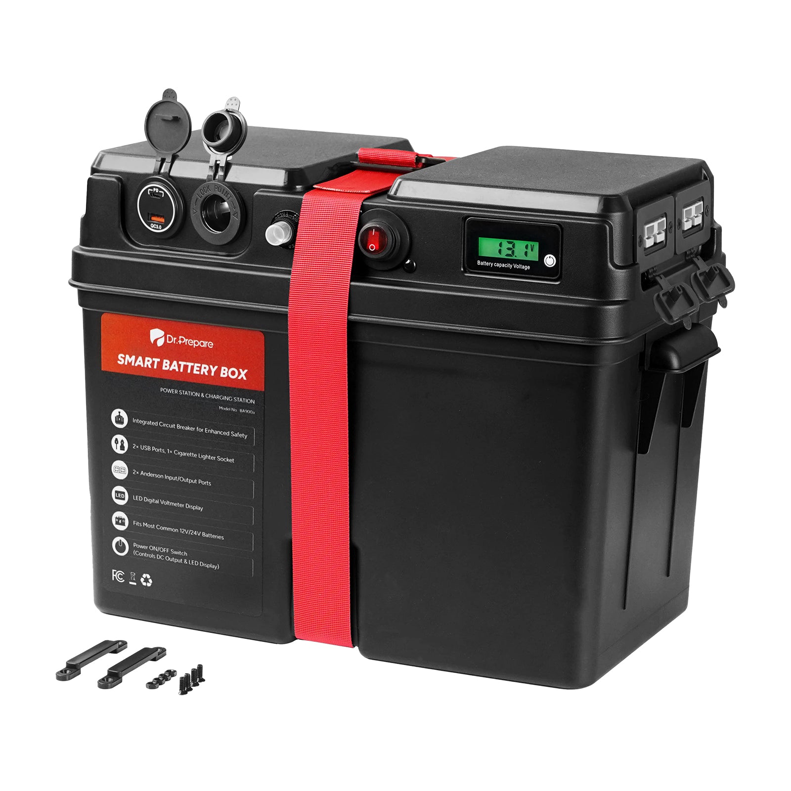 Smart Battery Box with USB, 12V/24V Cigarette Lighter, and Anderson Ports（Available on September 10）