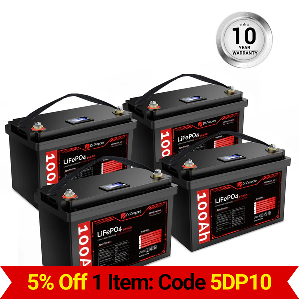 Multiple Packs 12V 100Ah LiFePO4 Lithium Battery with LED Screen - Connect In Series [10-Year Warranty]