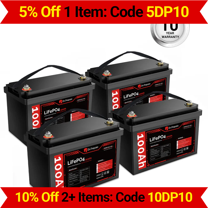 Multiple Packs 12V 100Ah LiFePO4 Lithium Battery - Connect In Series [10-Year Warranty]