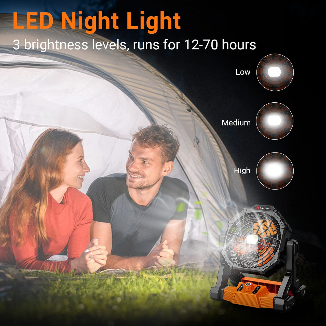 X25 Portable Camping Fan with LED Light