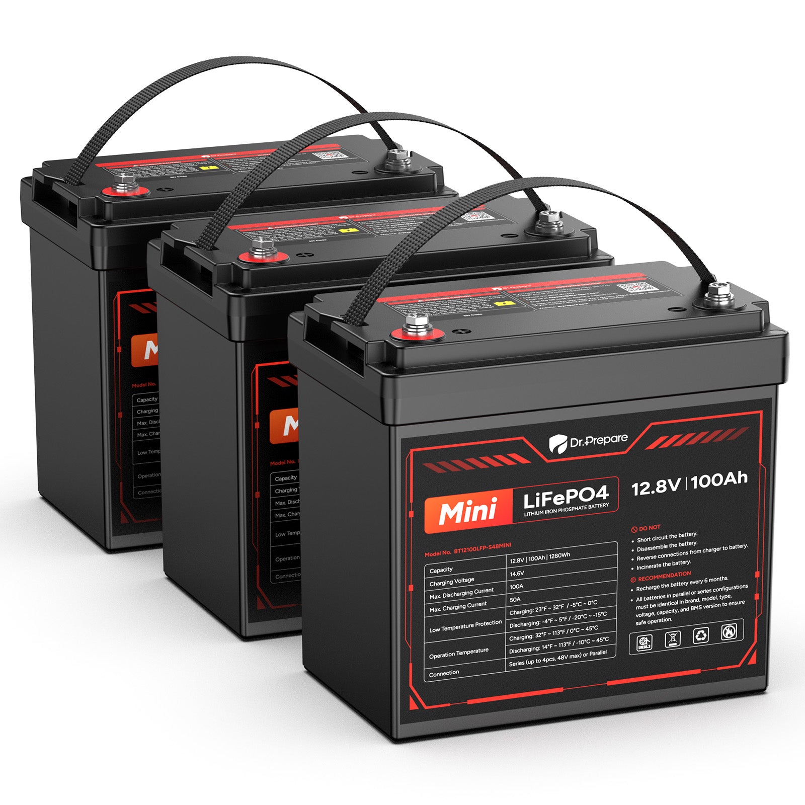 BtrPower 12V 100Ah LiFePO4 Solar Battery – Deep Cycle, 100A BMS, 0-1280W – For RV, Camping, Home Backup