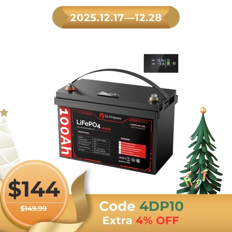 Multiple Packs 12V 100Ah LiFePO4 Lithium Battery with LED Screen - Connect In Series [10-Year Warranty]