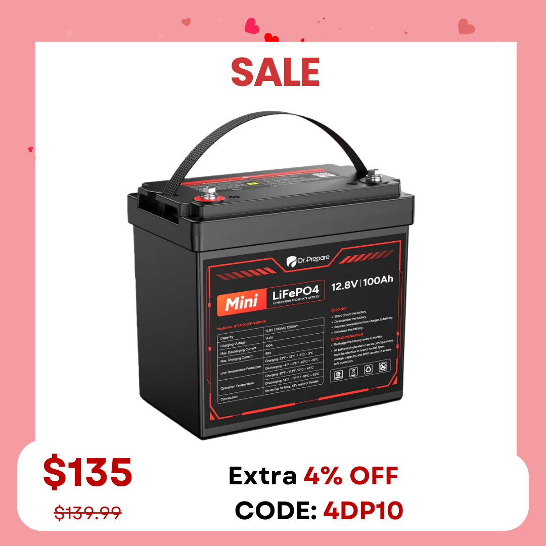Mini 12V 100Ah LiFePO4 Lithium Battery – 10-Year Warranty