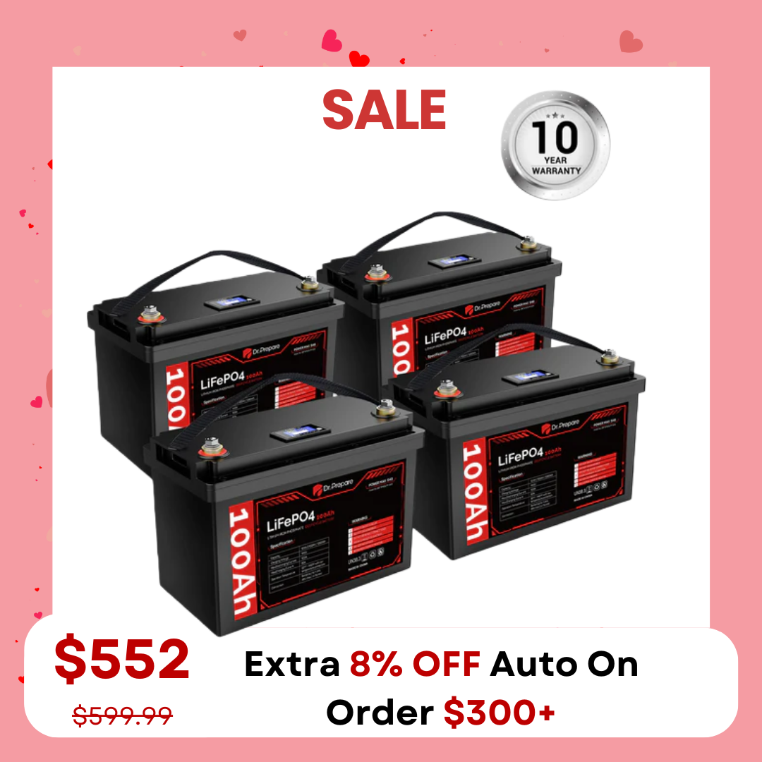 Multiple Packs 12V 100Ah LiFePO4 Lithium Battery with LED Screen - Connect In Series [10-Year Warranty]