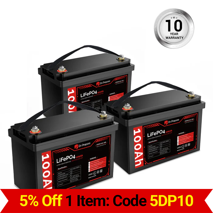 Multiple Packs 12V 100Ah LiFePO4 Lithium Battery - Connect In Series [10-Year Warranty]