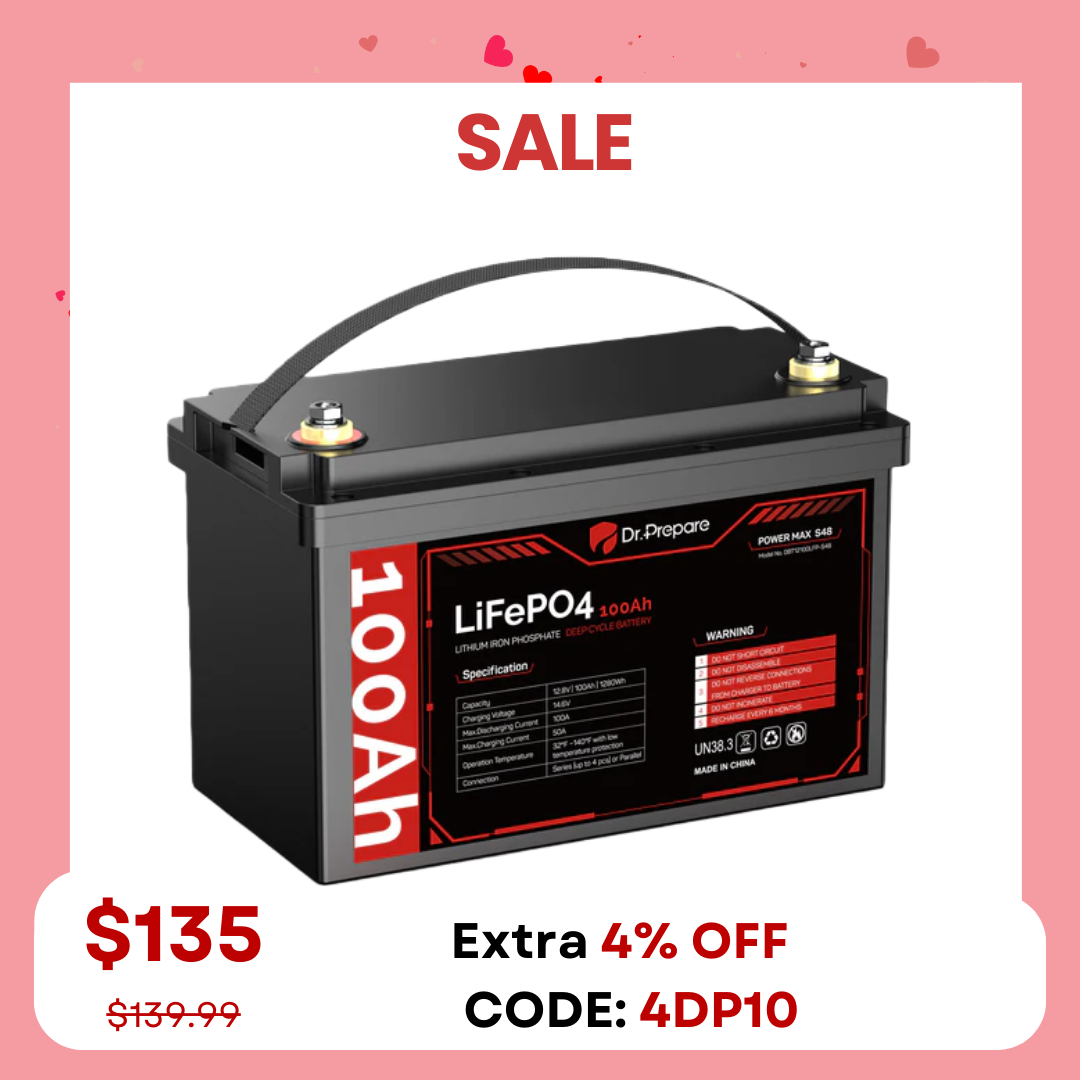 12V 100Ah LiFePO4 Lithium Battery - Connect In Series [10-Year Warranty]