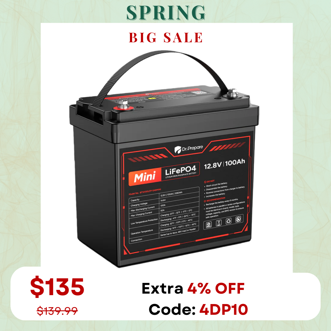 Mini 12V 100Ah LiFePO4 Lithium Battery – 10-Year Warranty