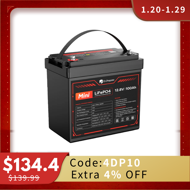 Mini 12V 100Ah LiFePO4 Lithium Battery – 10-Year Warranty