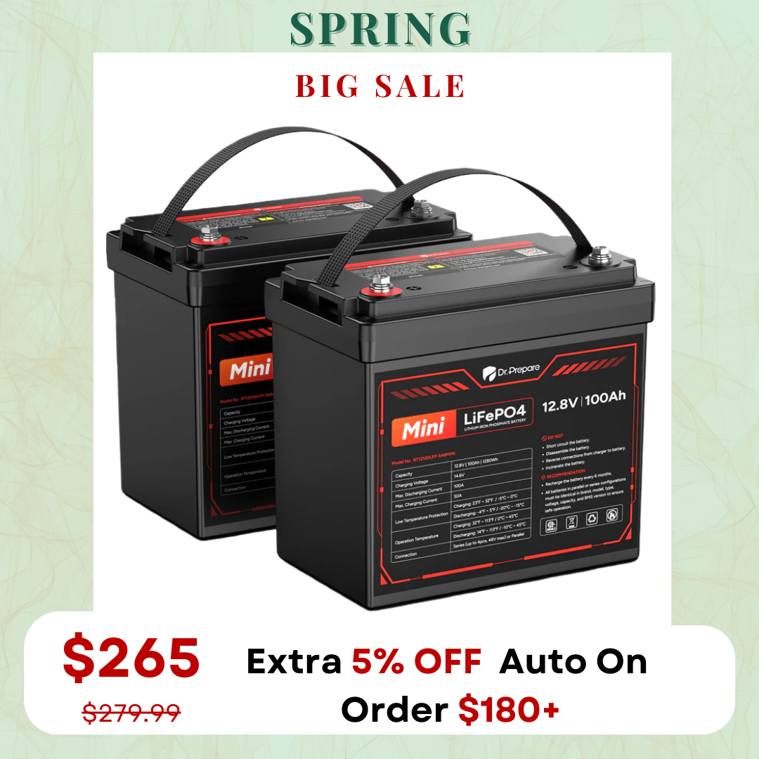 Mini 12V 100Ah LiFePO4 Lithium Battery – 10-Year Warranty