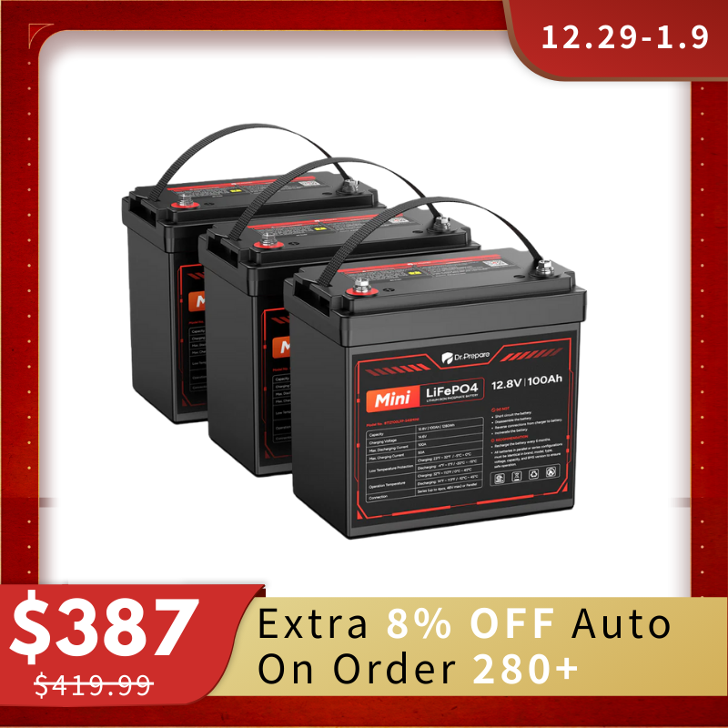 Mini 12V 100Ah LiFePO4 Lithium Battery – 10-Year Warranty