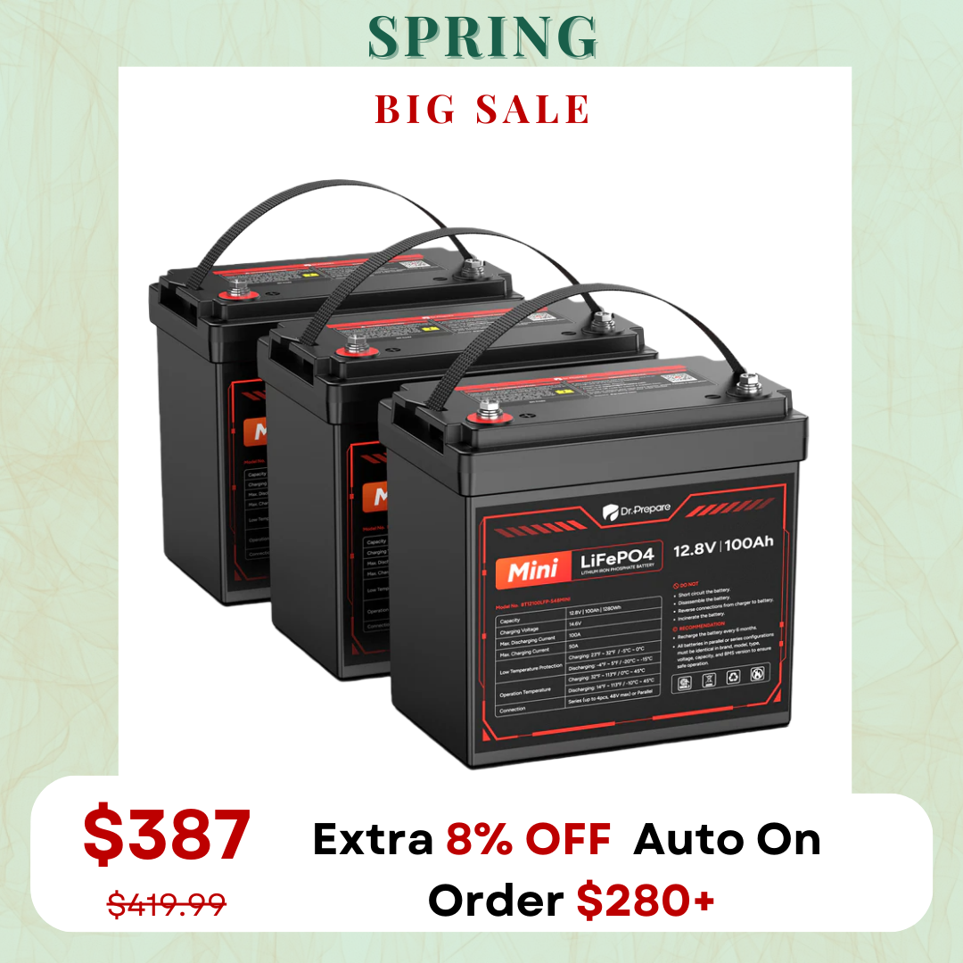 Mini 12V 100Ah LiFePO4 Lithium Battery – 10-Year Warranty