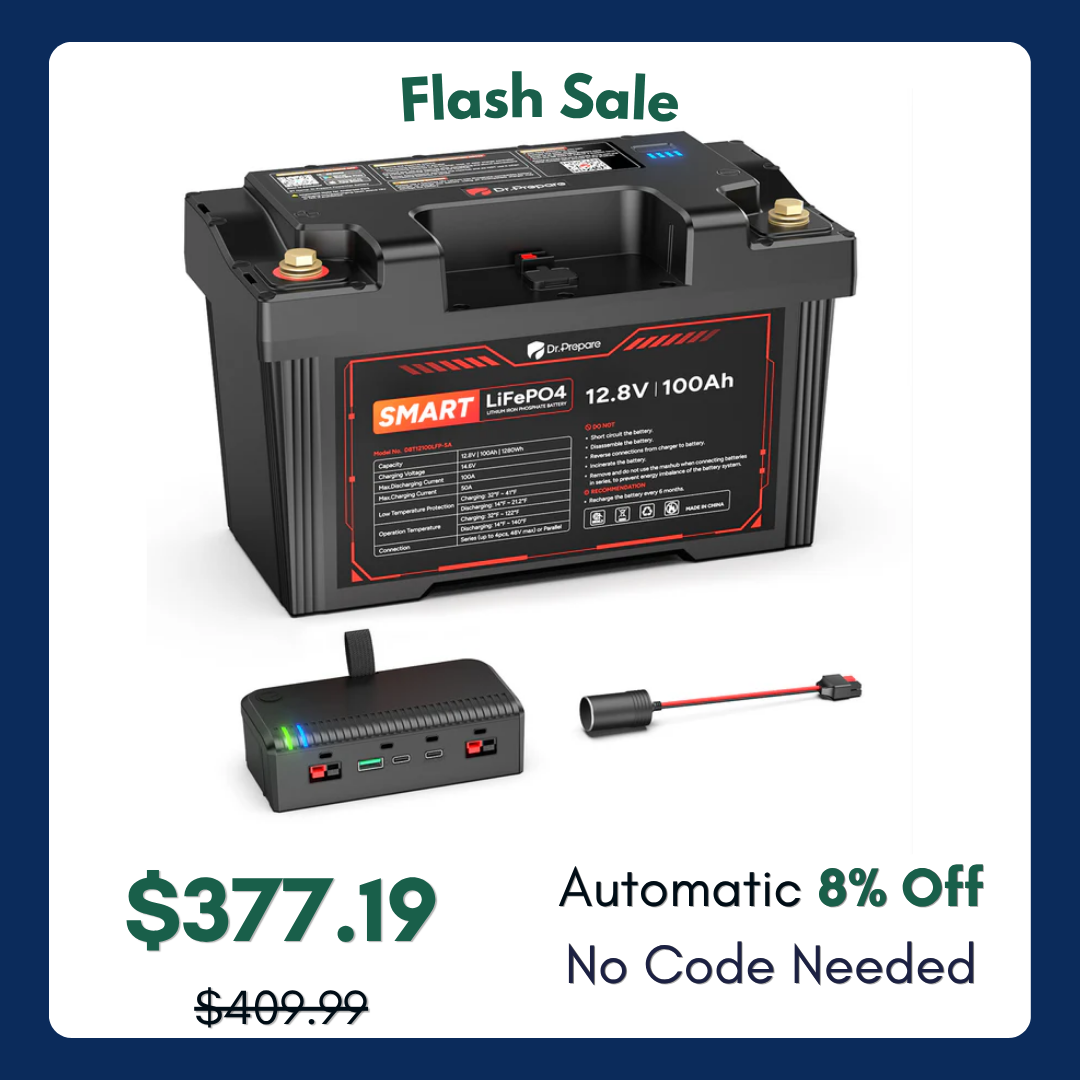 2-in-1 PowerMax 100Ah 12V LiFePO4 Battery & 1280Wh Portable Power Station (2026 Upgraded)