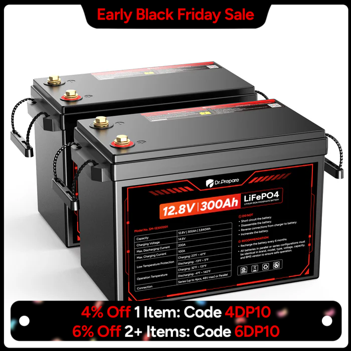12V 300Ah LiFePO4 Lithium Battery  - Compact Size (10 Year Warranty)