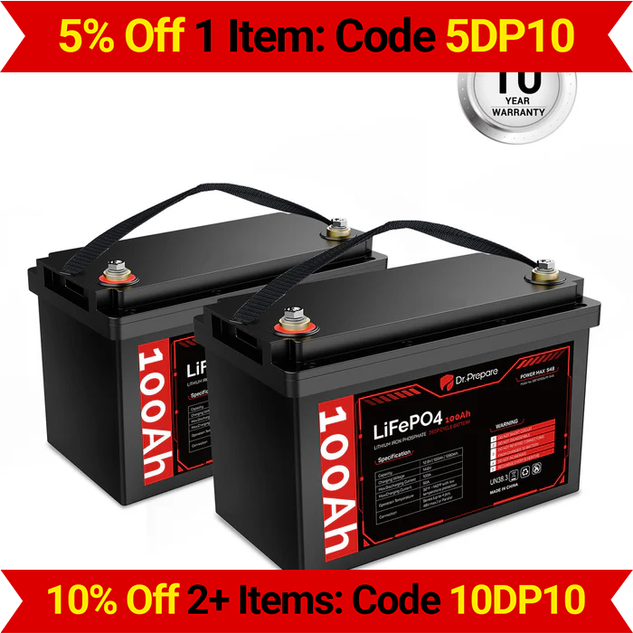 Multiple Packs 12V 100Ah LiFePO4 Lithium Battery - Connect In Series [10-Year Warranty]