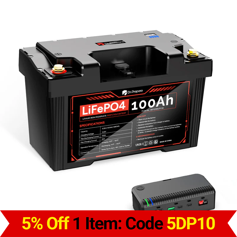 2-in-1 PowerMax 100Ah 12V LiFePO4 Battery & 1280Wh Portable Power Station (Upgraded)