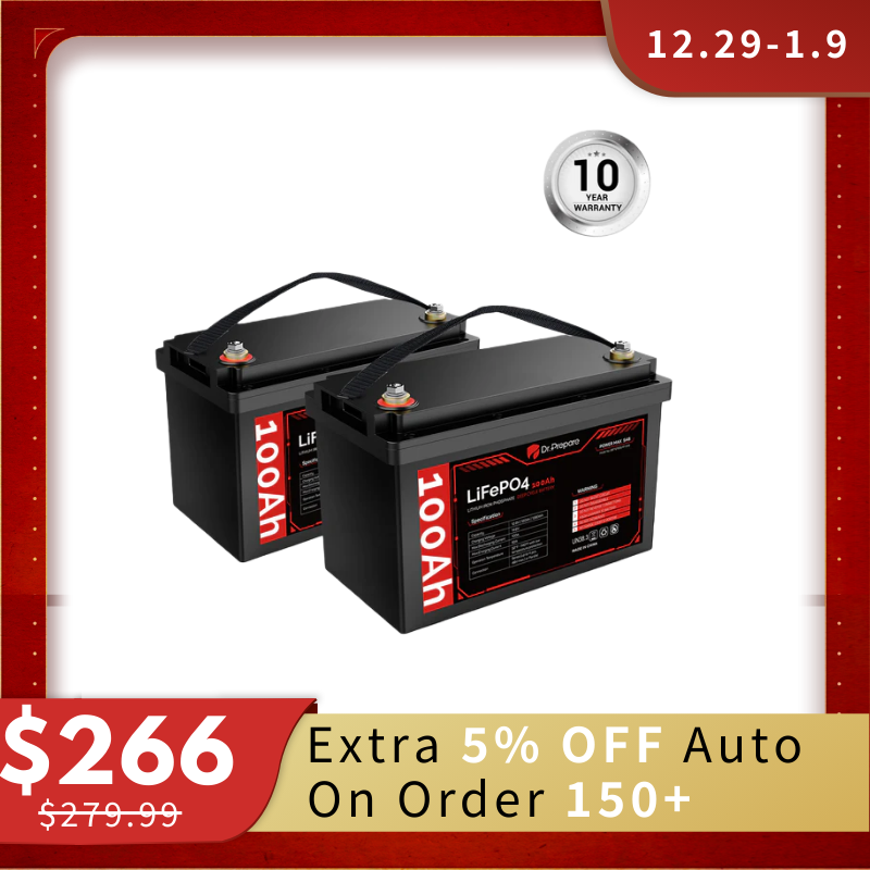 Multiple Packs 12V 100Ah LiFePO4 Lithium Battery - Connect In Series [10-Year Warranty]