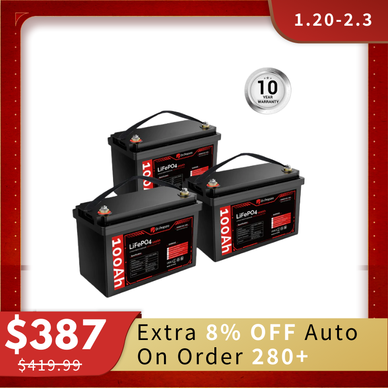 Multiple Packs 12V 100Ah LiFePO4 Lithium Battery - Connect In Series [10-Year Warranty]